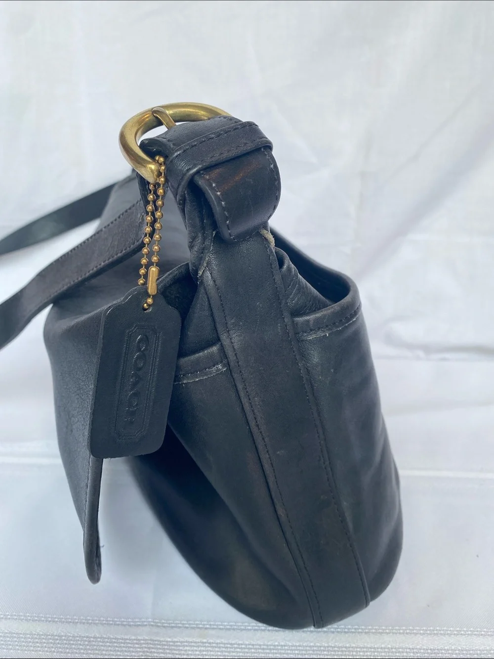 Vintage Coach 4150 Fletcher Classic Flap Black Leather Crossbody Shoulder Bag